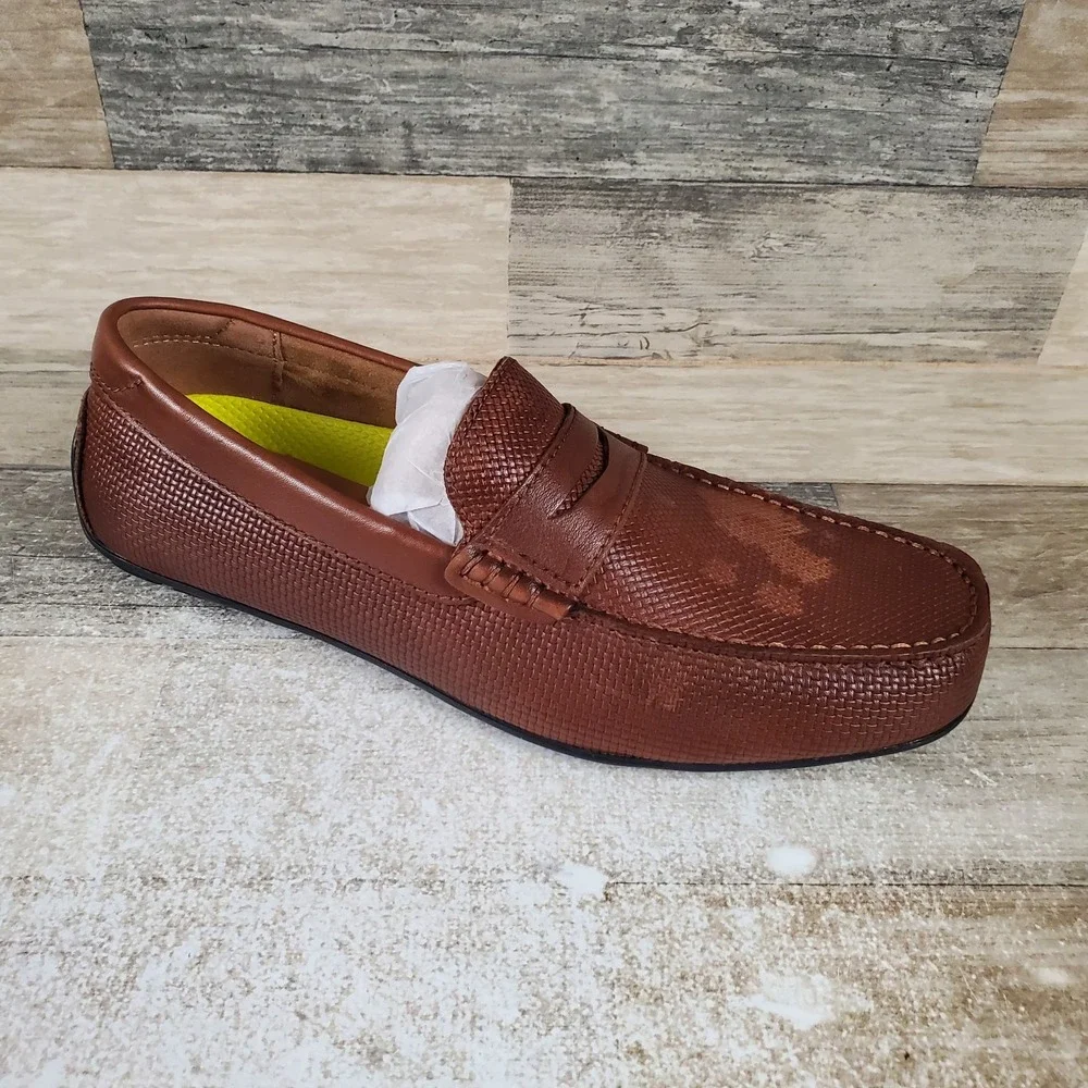 Florsheim Motor Men Penny Loafer Sz 8.5 Cognac Leather Comfort Slip On Round Toe